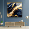 Abstract Marble Dark Blue and Gold Glass Wall Art