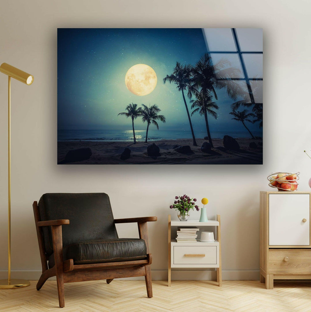 Fantasy Tropical Beach Glass Wall Art Glass Printing Wall Art, Print photos on glass