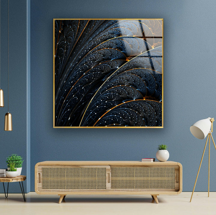 Dark Leaf Abstract Glass Wall Art glass pictures for Wall, glass prints wall art
