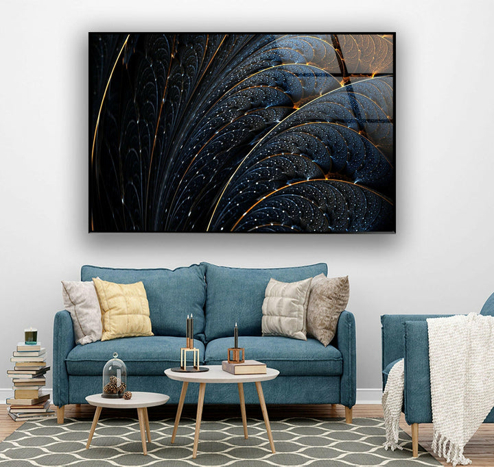 Dark Leaf Abstract Glass Wall Art custom glass pictures, glass art prints
