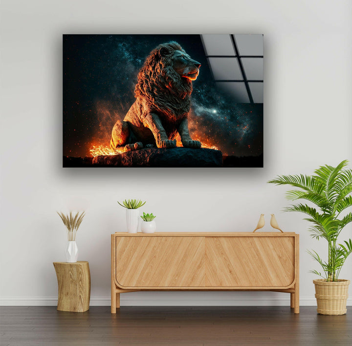 Fire Lion Glass Wall Art glass photo prints, glass picture prints