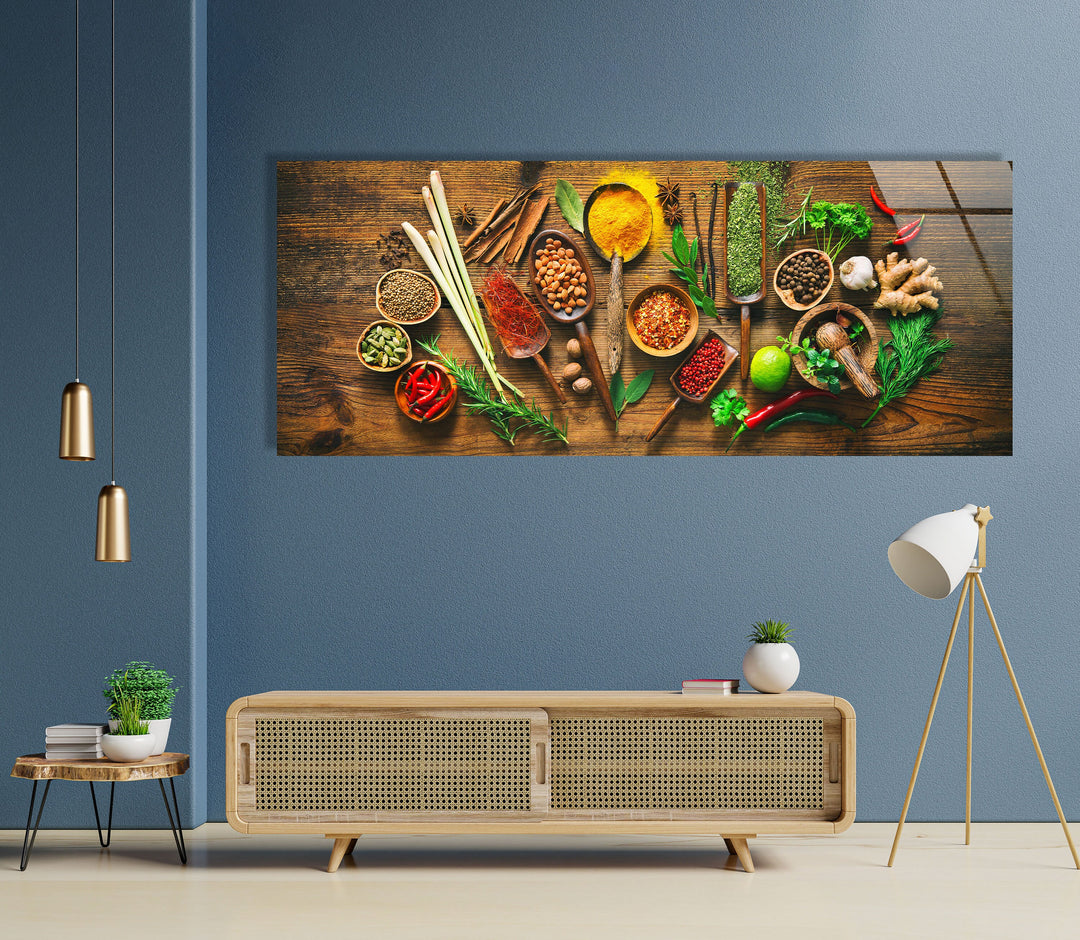 Colorful Herbs & Spices Glass Wall Art, Glass Printing Wall Art, Print photos on glass