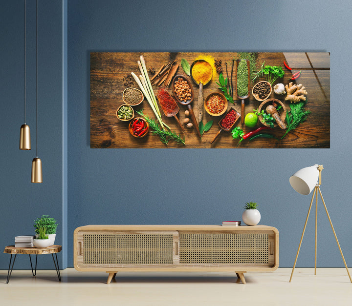 Colorful Herbs & Spices Glass Wall Art, Glass Printing Wall Art, Print photos on glass