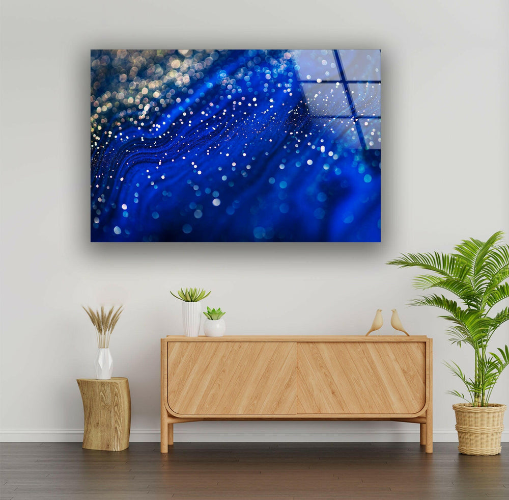 Blue Shiny Abstract Glass Wall Art glass wall decor, glass wall art decor