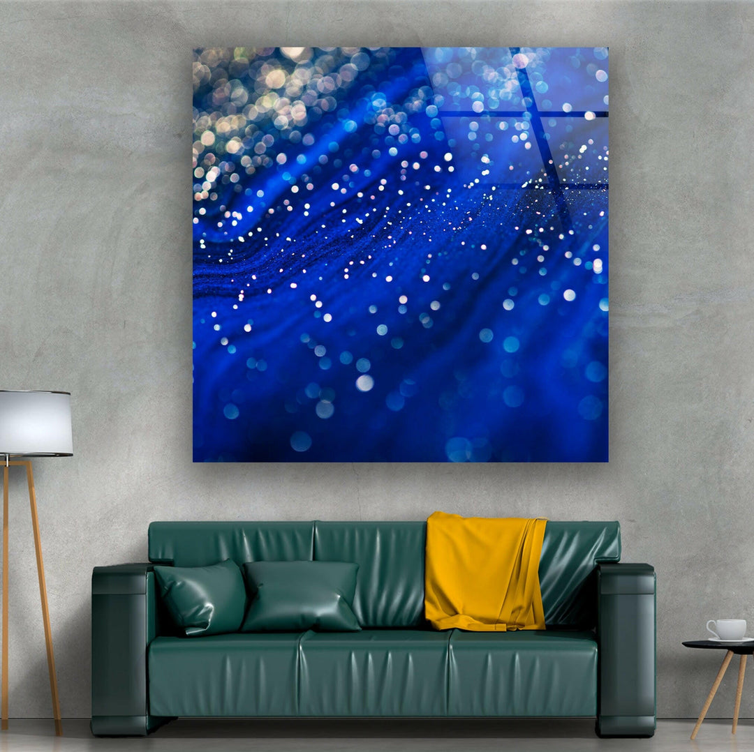 Blue Shiny Abstract Glass Wall Art Glass Printing Wall Art, Print photos on glass