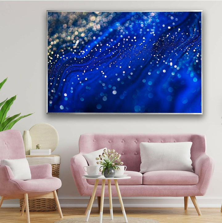 Blue Shiny Abstract Glass Wall Art glass pictures for Wall, glass prints wall art