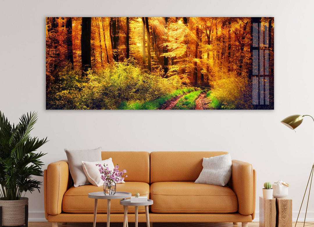 Sunny Autumn Landscape Glass Wall Art, art glass wall art, glass wall art pictures