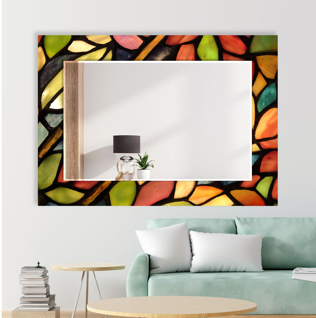 Green & Orange Leaves Wall Mirror oversized wall mirrors
