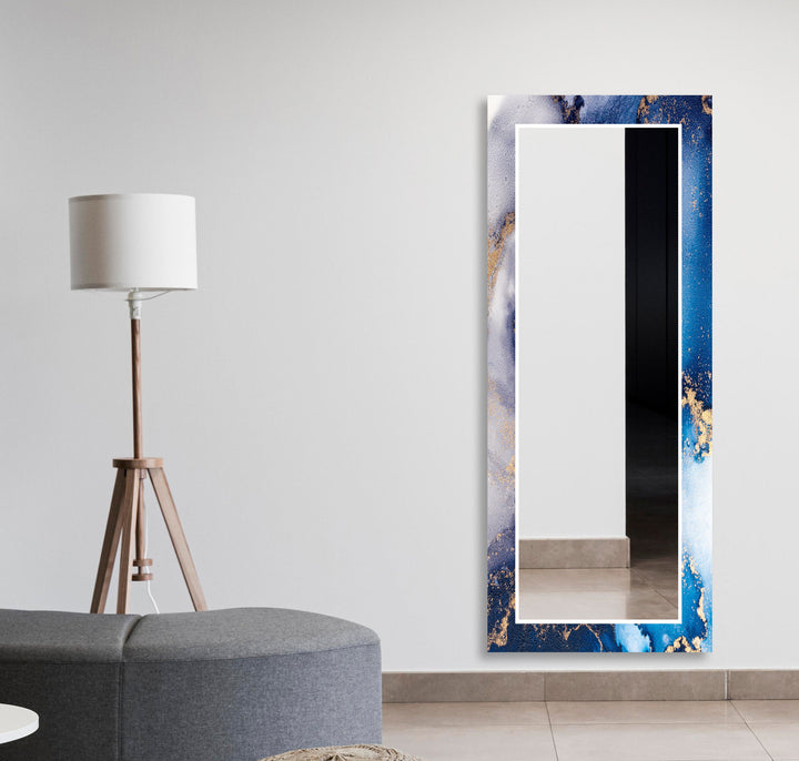 Blue Epoxy Wall Mirror Wood Mirror
