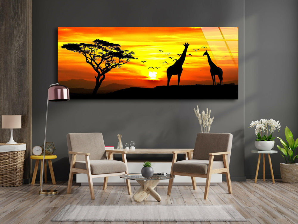 African Sunset Postcard Glass Wall Art, print picture on glass, Tempered Glass Wall Art