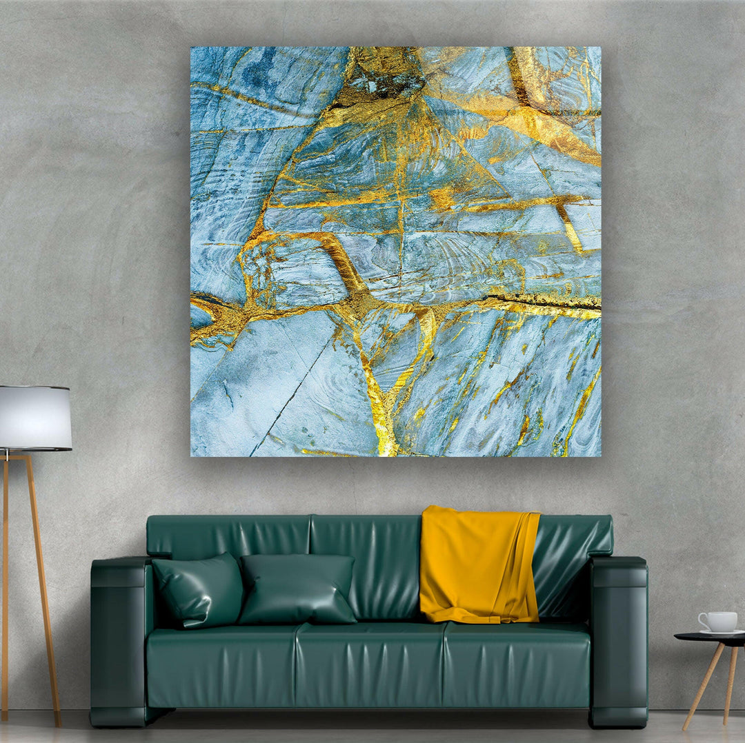 Blue Abstract Marble Art Tempered Glass Wall Art - MyPhotoStation