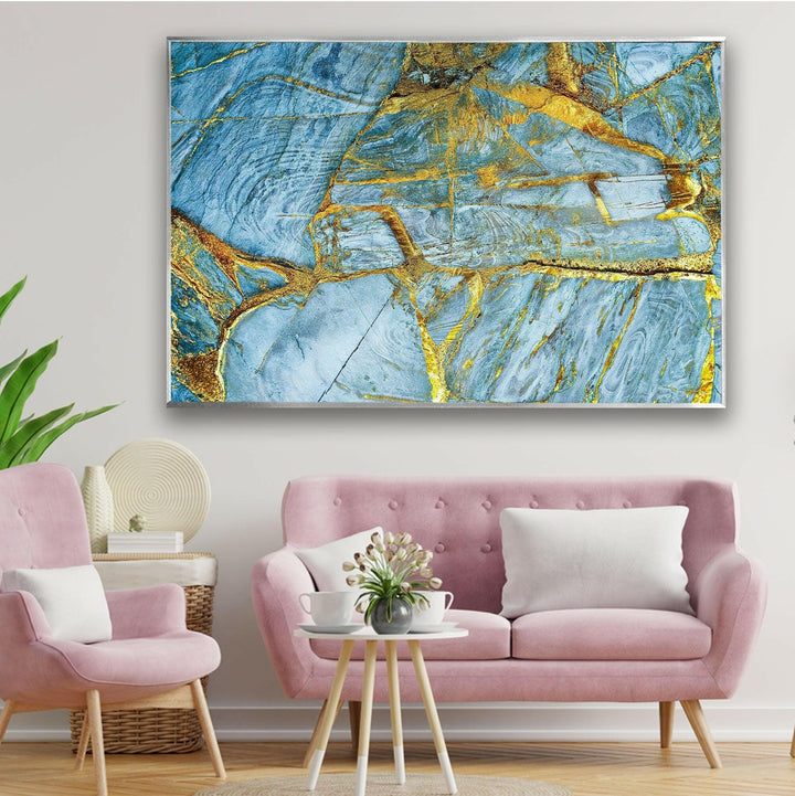 Blue Abstract Marble Art Tempered Glass Wall Art - MyPhotoStation