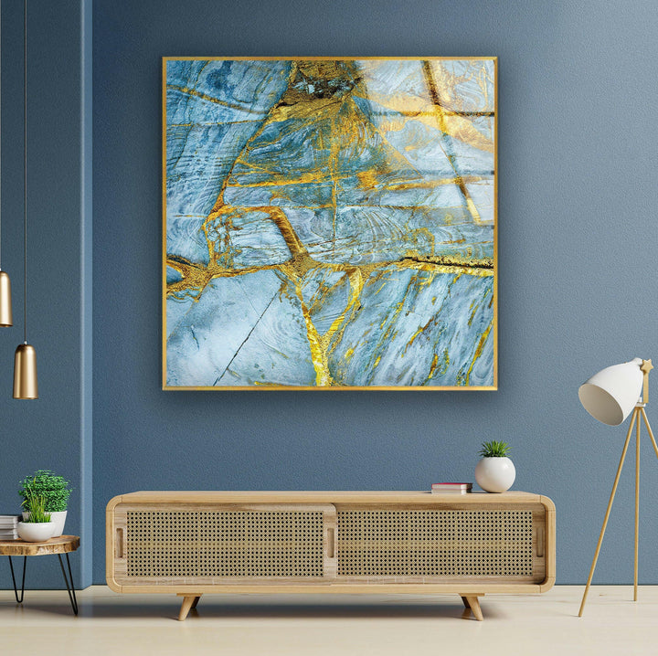 Blue Abstract Marble Art Tempered Glass Wall Art - MyPhotoStation