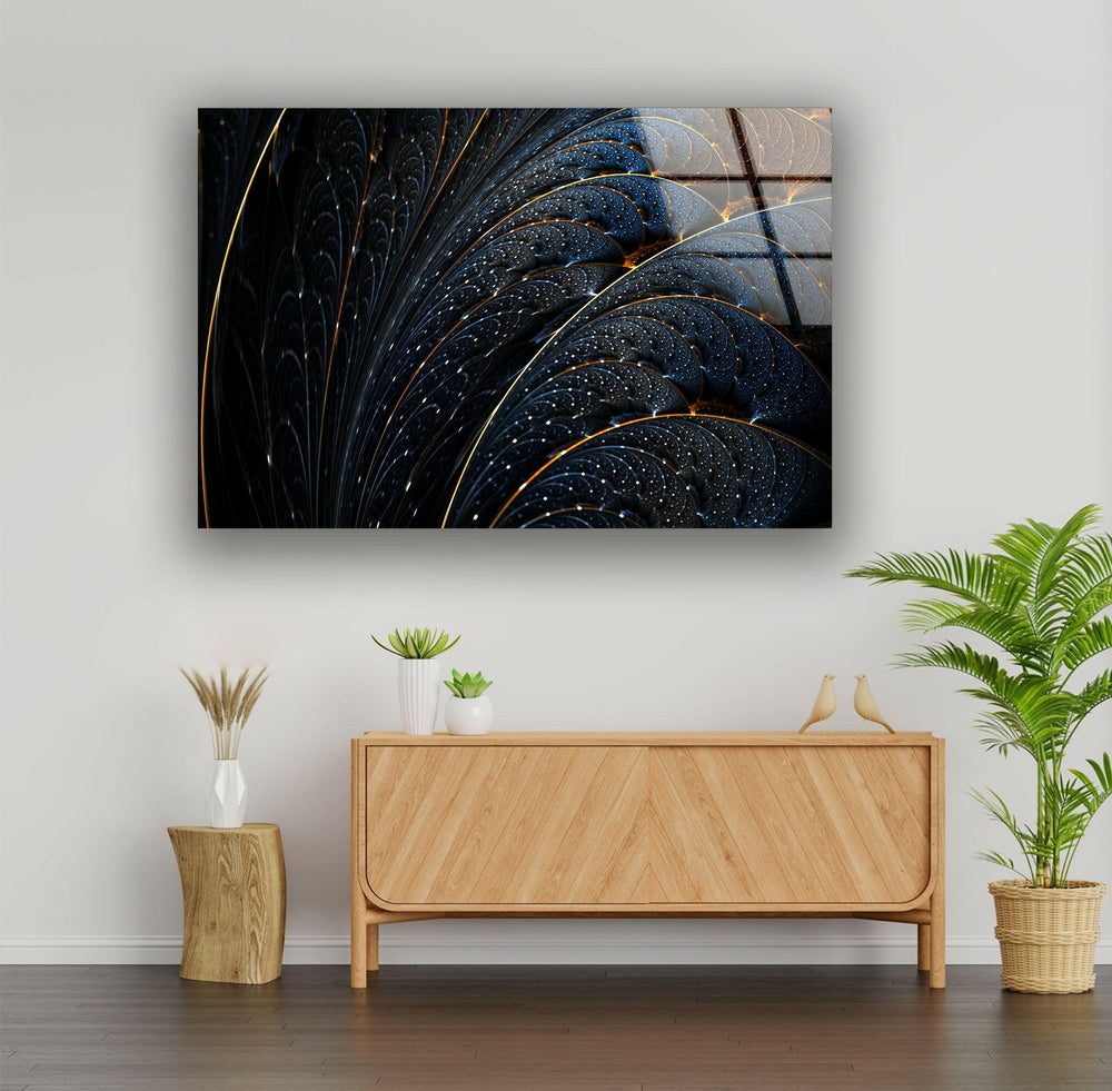 Dark Leaf Abstract Glass Wall Art Glass Printing Wall Art, Print photos on glass
