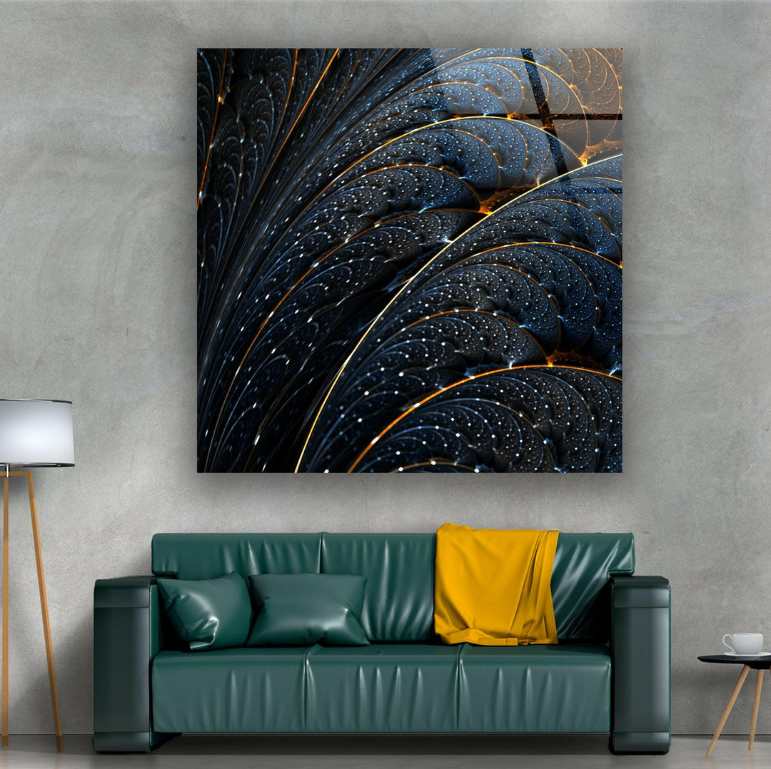 Dark Leaf Abstract Glass Wall Art large glass photo prints, glass wall photos
