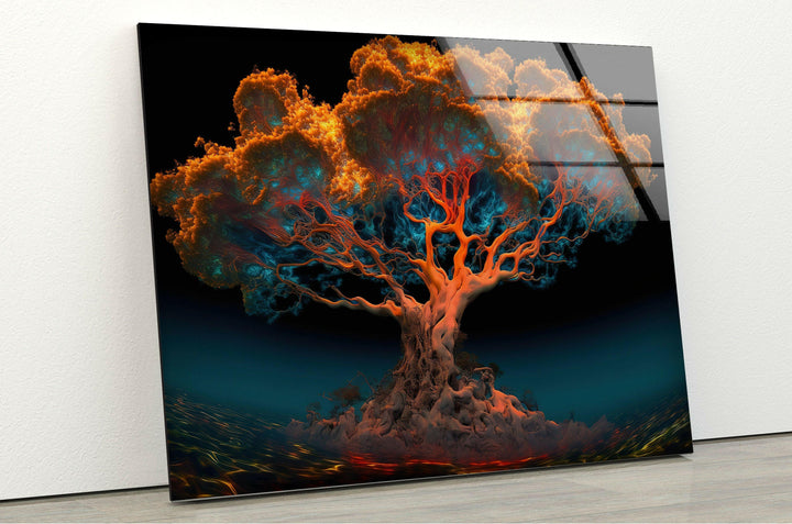 Fantastic Giant Tree Vibrant Abstract Paintings on Glass Panels