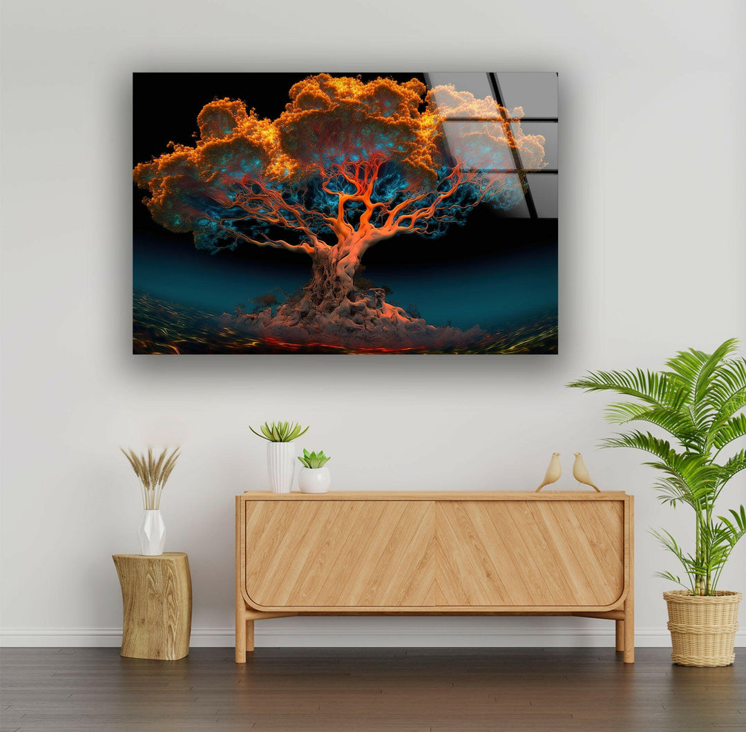 Fantastic Nature Tree Unique Glass Panel Artwork for Walls