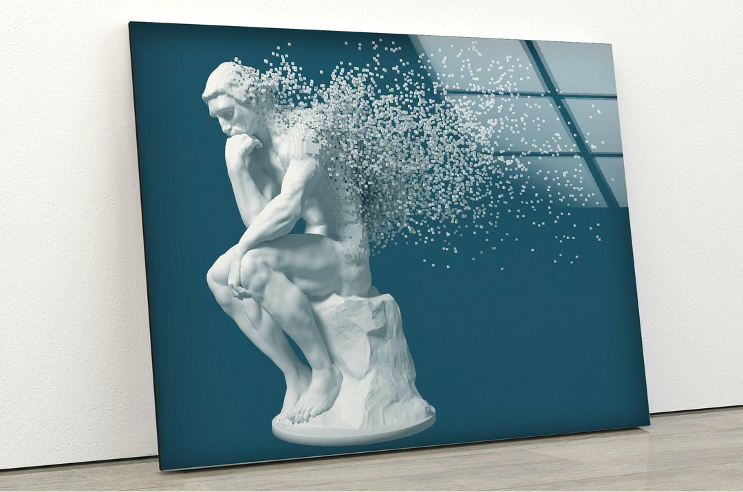 Thinking Man Sculpture Tempered Glass Art & Cool Abstract