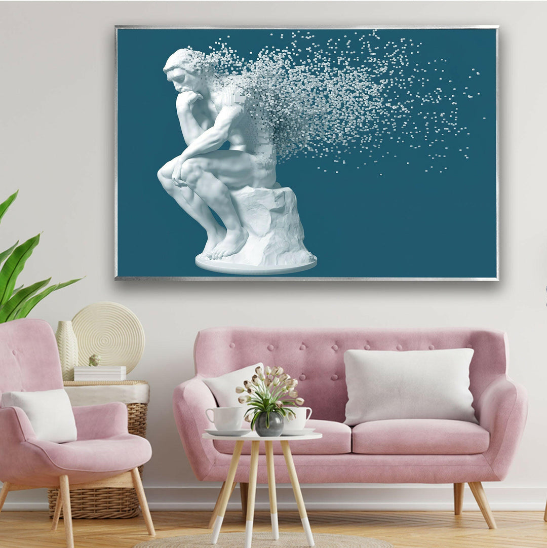 Thinking Man Sculpture Cool Wall Artwork & Glass Print Art