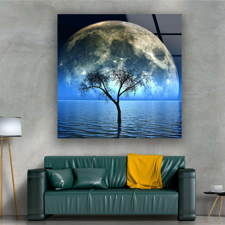 Fantastic Night Moon Glass Wall Art glass photo prints, glass picture prints