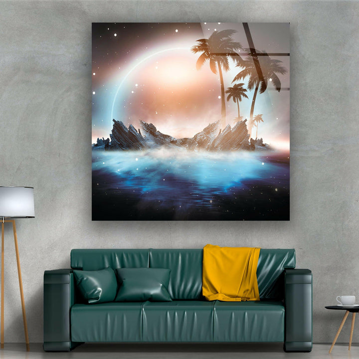 Night Sky Fantastic Moon Glass Wall Art glass photo prints, glass picture prints