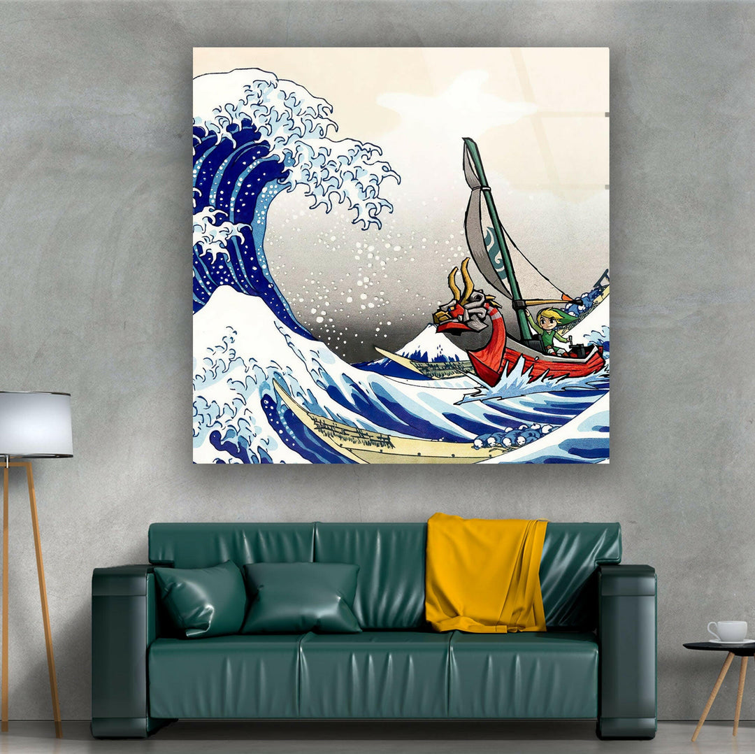 Wave Kanagawa Cool Glass Art & Print on Glass