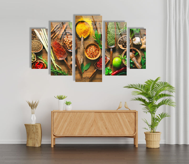 Colorful Herbs & Spices Glass Wall Art, glass photo prints, glass picture prints