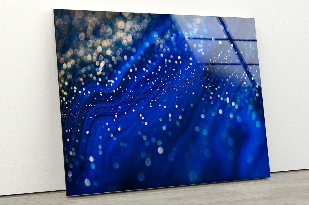 Blue Shiny Abstract Glass Wall Art glass art painting, glass art for the Wall