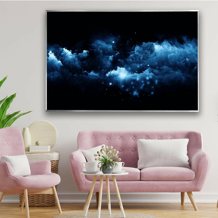 Blue Clouds Glass Wall Art print picture on glass, Tempered Glass Wall Art