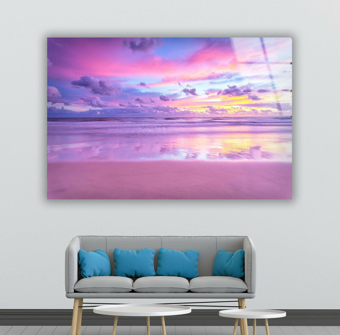 Pink Sky Ocean Glass Wall Art art glass wall art, glass wall art pictures