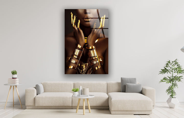 Woman Art with Gold Glass Wall Pictures & Cool Art Decor