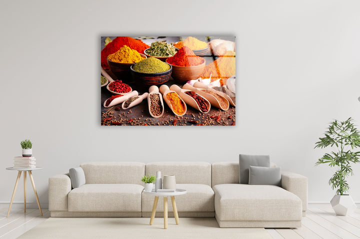 Vivid Spices Glass Wall Art, picture on glass wall art, photos printed on glass