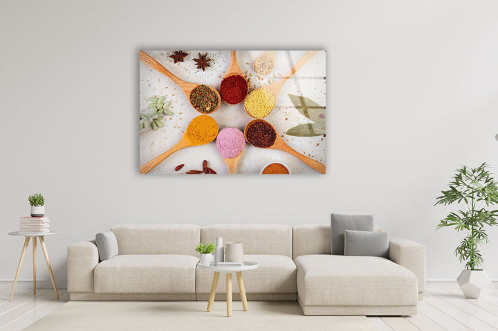 Mix Indian Spices Glass Wall Art, picture on glass wall art, photos printed on glass