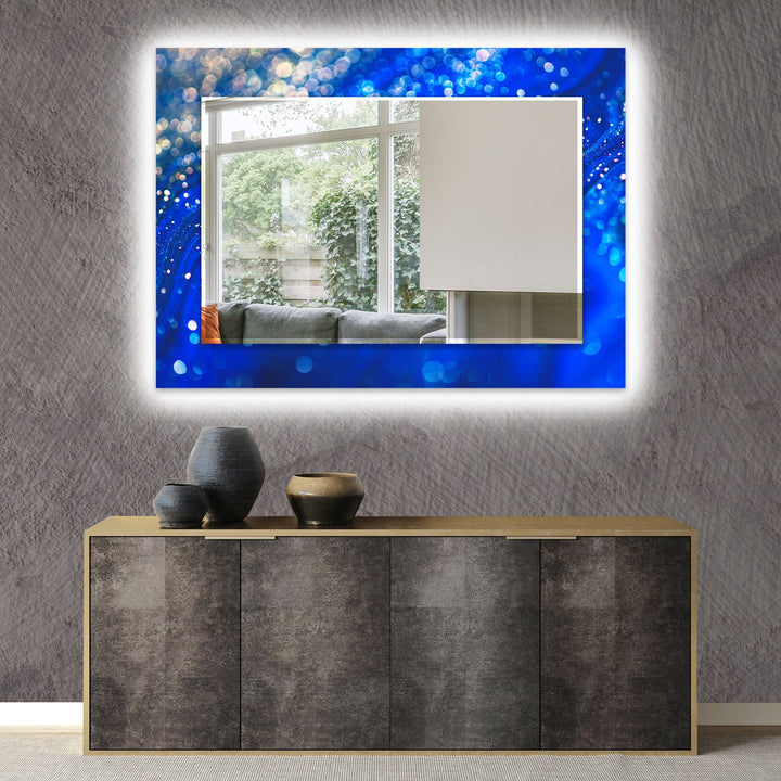 Shiny Blue Abstract Wall Mirror Decorative Wall Mirror
