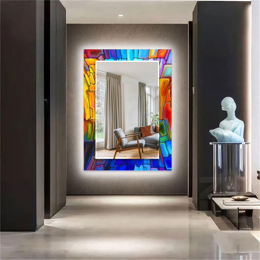 Colored Stained Stones Wall Mirror