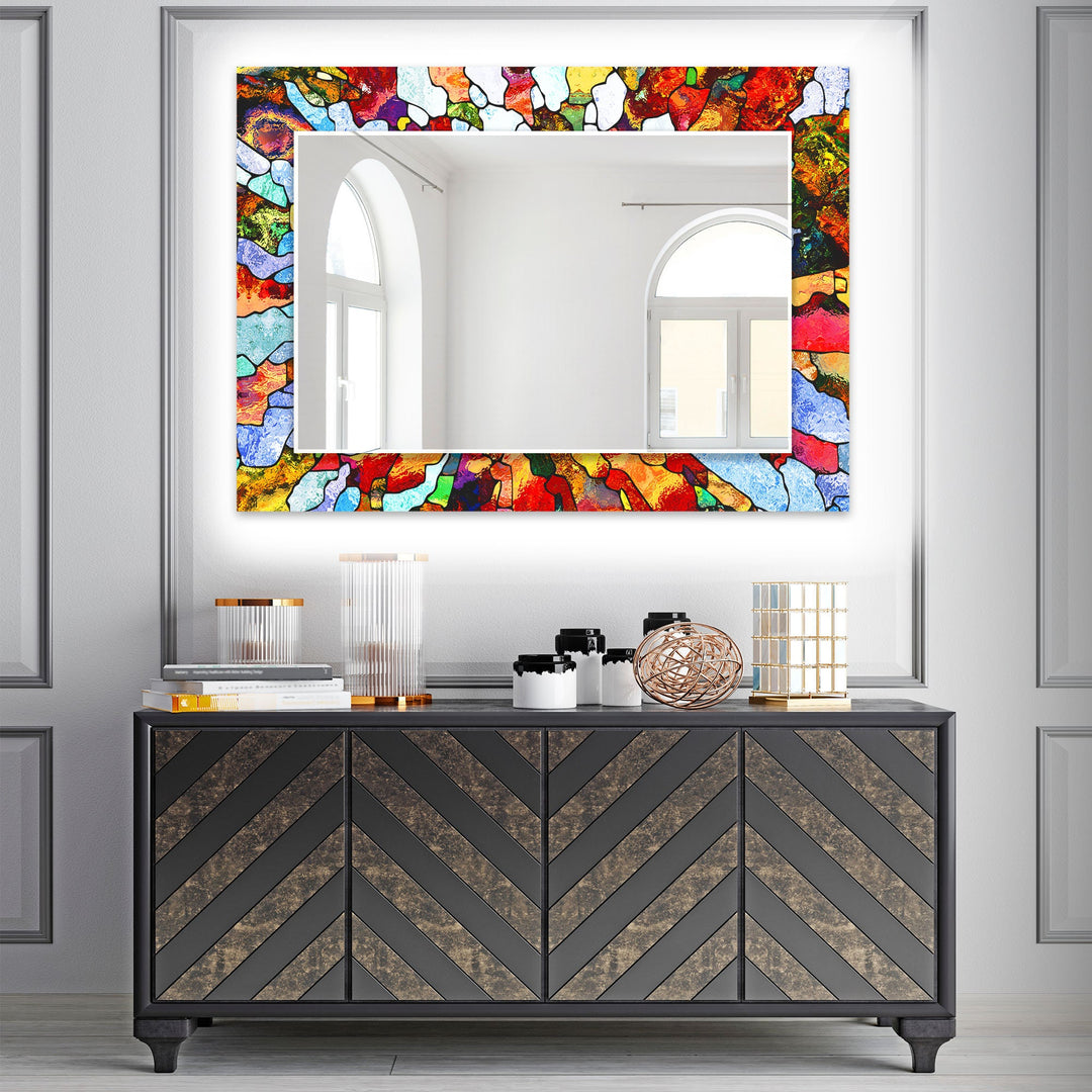 Stained Colorful Wall Mirror Entryway Wall Mirror
