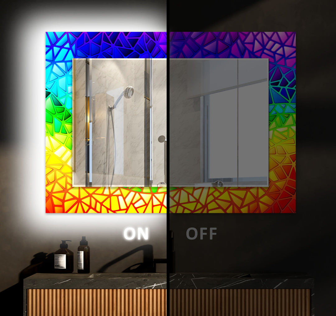 Rainbow Colored Stained Wall Mirror full length mirrors
