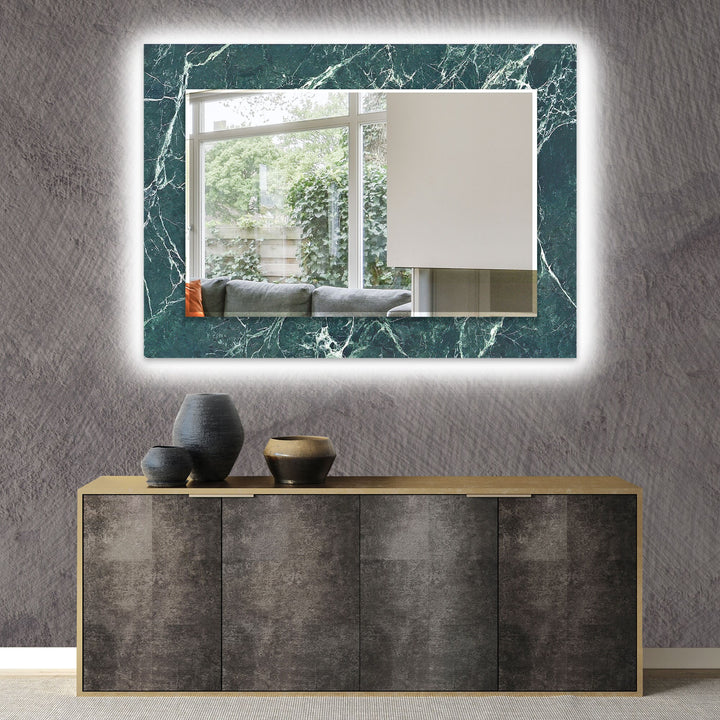 Green Marble with White Splashes Wall Mirror Entryway Mirror
