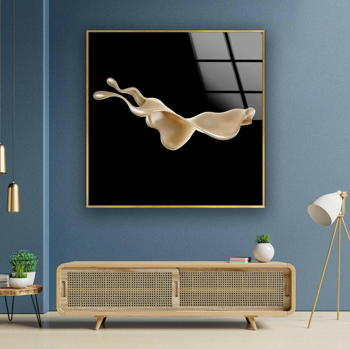 Splash of Gold Fluid tempered Glass Wall Art