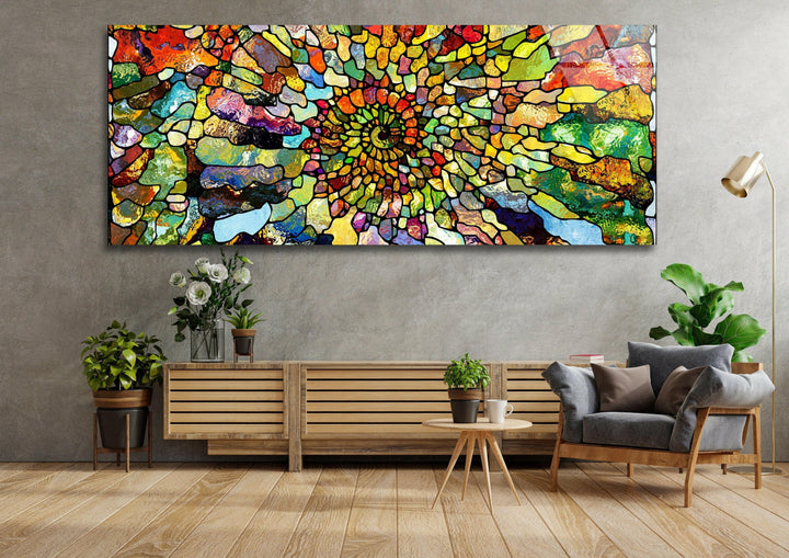 Colorful Abstract Stained Glass Wall Art, glass pictures for Wall, glass prints wall art