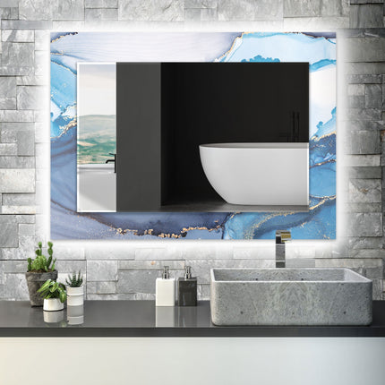 Abstract Tempered Glass Wall Mirror