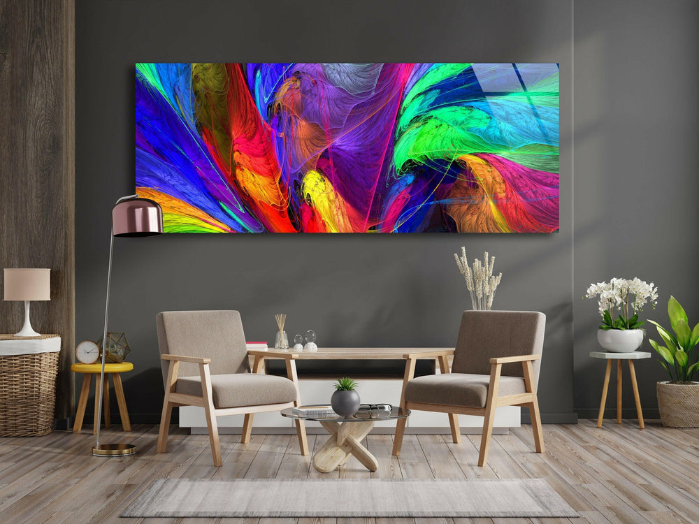 Modern Colorful Abstract Glass Wall Art, glass image printing, glass prints from photos