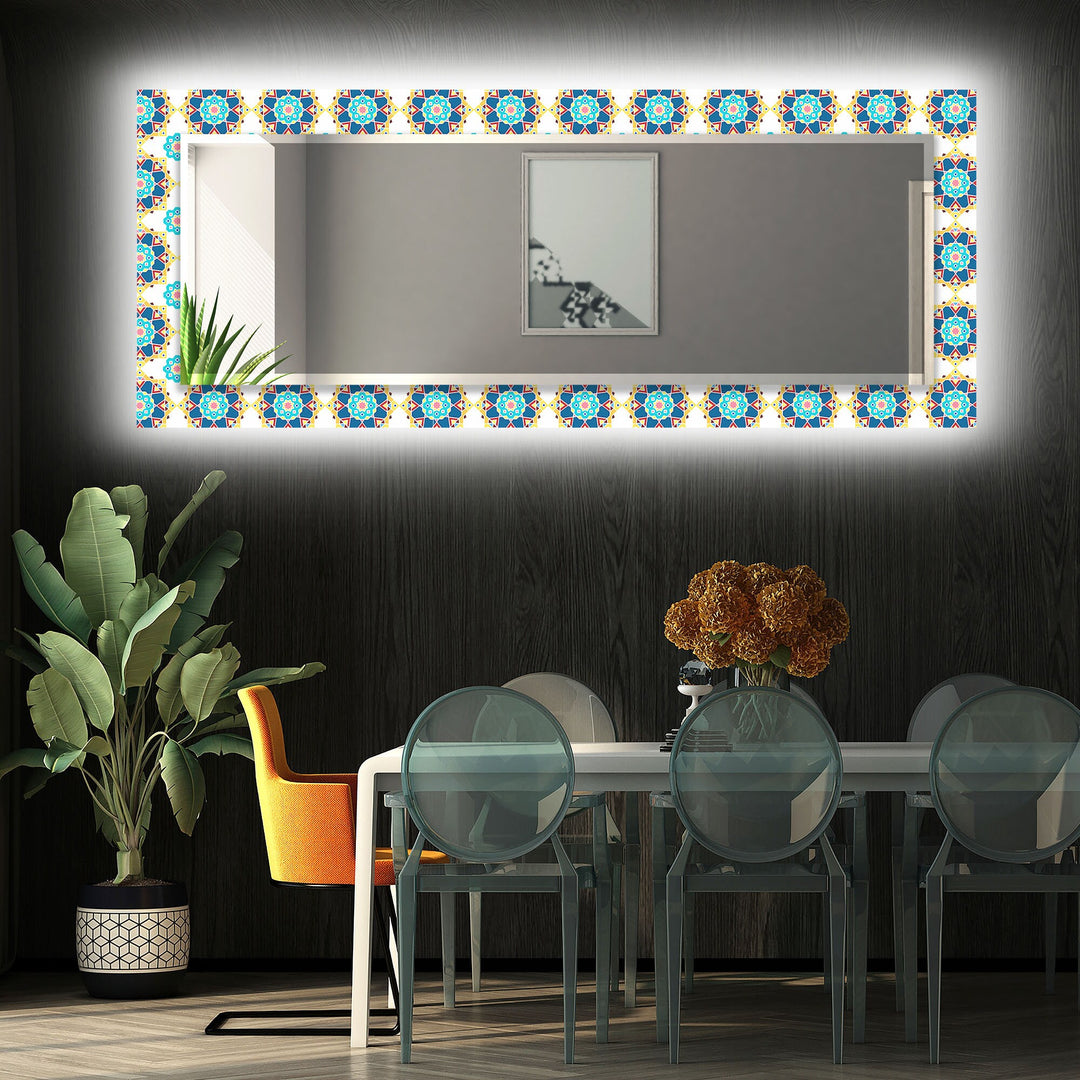 Mosaic White & Green Wall Mirror bathroom mirror with lights
