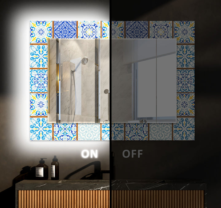 Brown & Blue Mosaic Wall Mirror wall mirror
