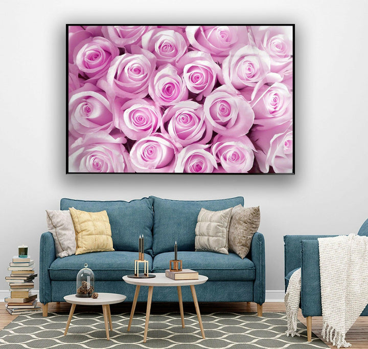 Pink Bud Roses Glass Wall Art, glass pictures for Wall, glass prints wall art
