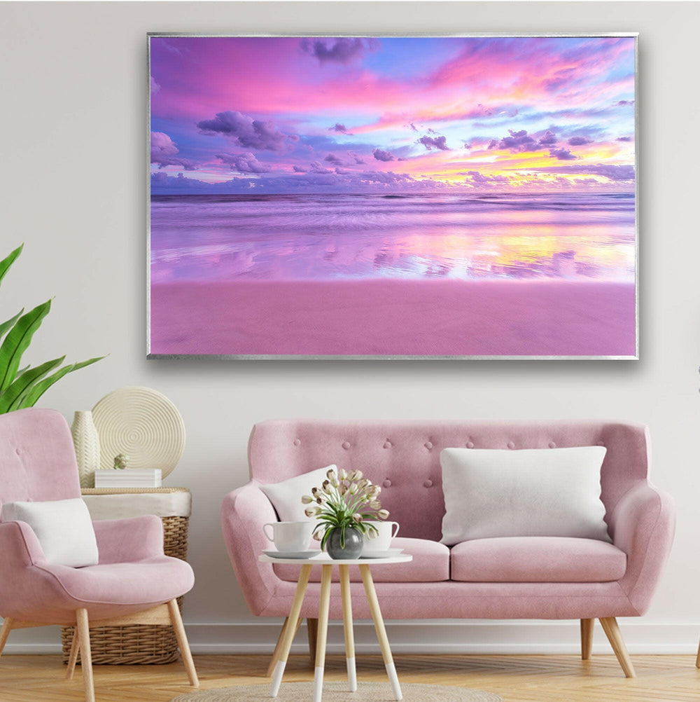 Pink Sky Ocean Glass Wall Art large glass photo prints, glass wall photos