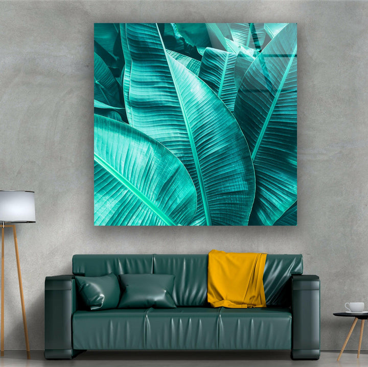 Tropical Banana Leaf Glass Wall Art, glass image printing, glass prints from photos