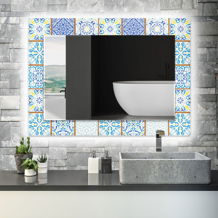 Brown & Blue Mosaic Wall Mirror huge mirror
