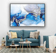 Blue Silver Tempered Glass Wall Art