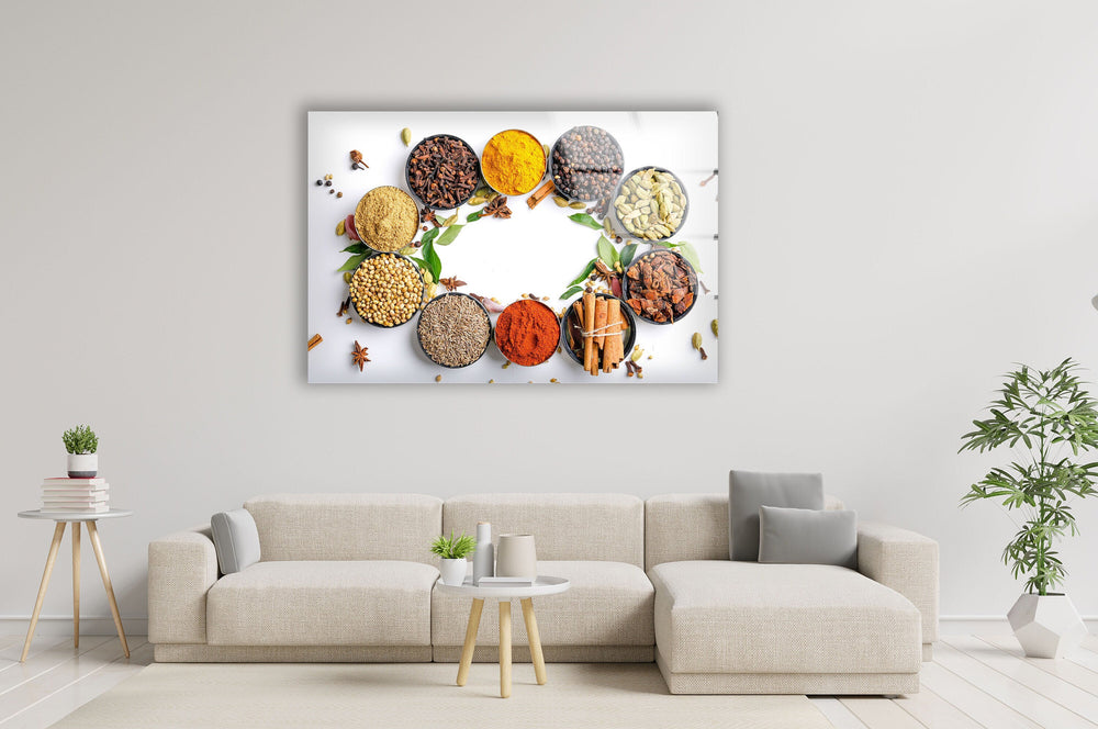 Spices Bowl Glass Wall Art, glass wall decor, glass wall art decor